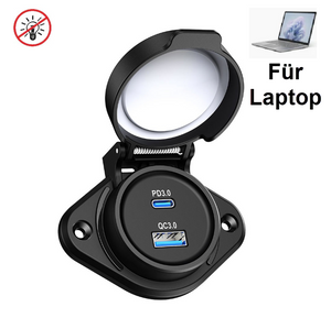 12V USB-A und USB-C PD3 100W bis 20V, für Handy Schnellladung und Laptop geeignet, ohne Beleuchtung
