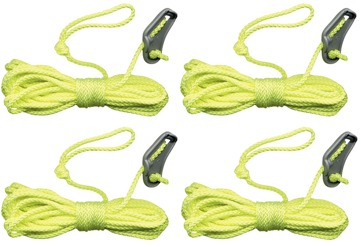 4Stk. Zeltleine Durchm. 2,5 mm x 4 m, Farbe neon gelb, Abspannseil