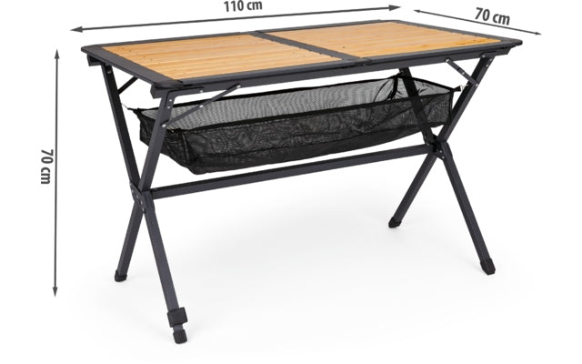 Berger Roya Alu-Bambus Rolltisch schwarz 110 x 70 cm