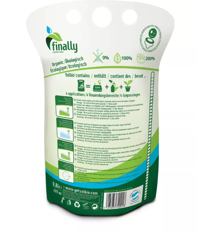 Solbio Original Biological Sanitary Liquid 0,8 L, anche per i bagni con separazione a secco