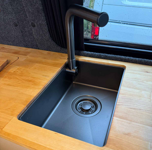 Queensize Camper Edelstahl Waschbecken [Dark Edition]