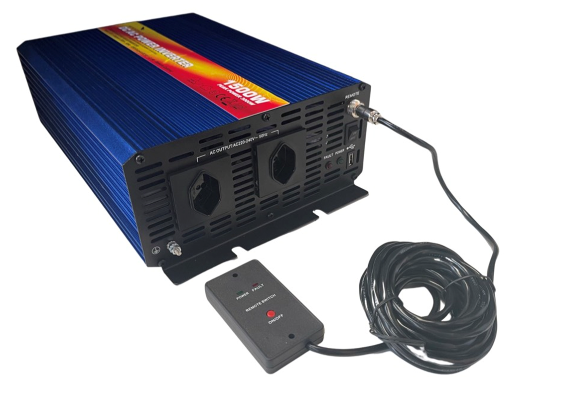 High-End Wechselrichter mit 4000W Dauerleistung, CH-Steckdose und Option für Fernbedienung