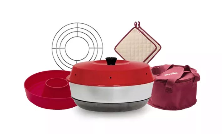 Omnia Set four de camping 5 pièces avec moule en silicone, grille de cuisson, sac de transport & maniques