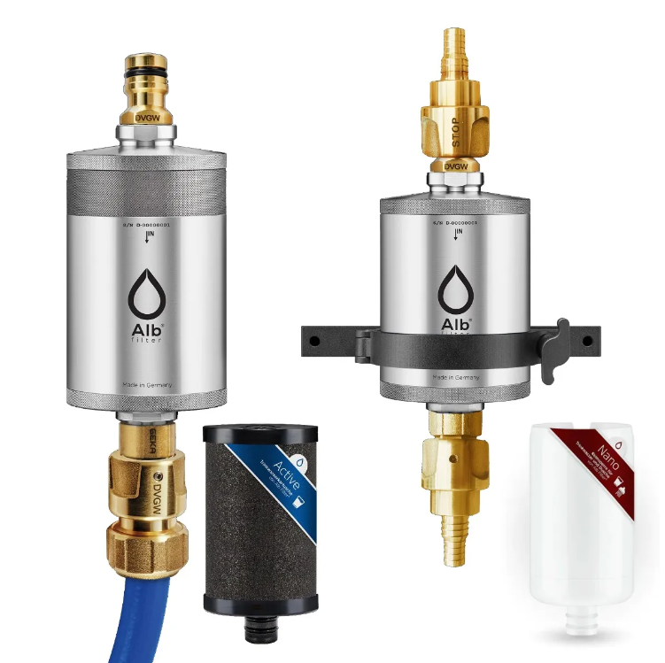 Alb Filter® PRO CAMPER Set Edelstahl Trinkwasserfilter Kombination für die Betankung und Festeinbau