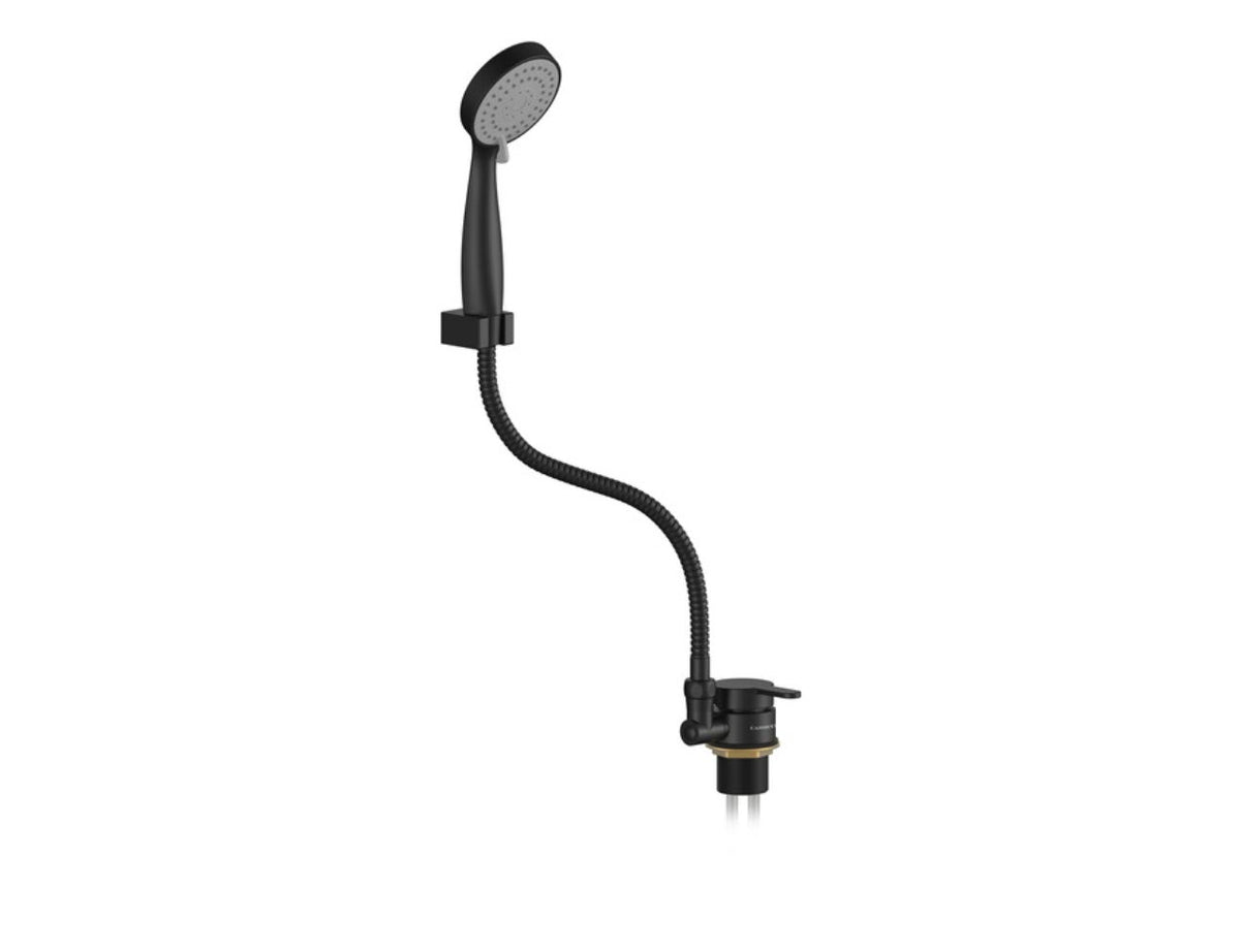 Einhebelmischer mit Duschset - Schwarz matt, 1.5m warm/kalt 1/2" Flex