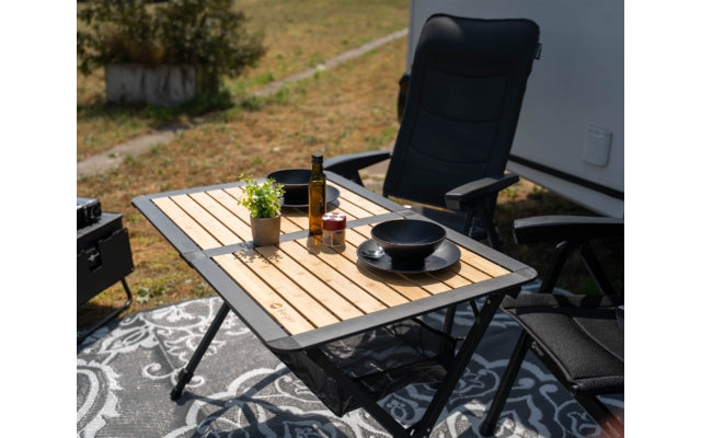 Berger Roya Alu-Bambus Rolltisch schwarz 110 x 70 cm