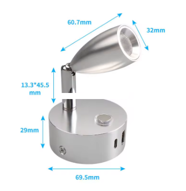 12V LED Spot dimmbar mit USB A und USB C, Warmweiss und Kaltweiss, Schwarz