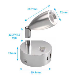 12V LED Spot dimmbar mit USB A und USB C, Warmweiss und Kaltweiss, Schwarz