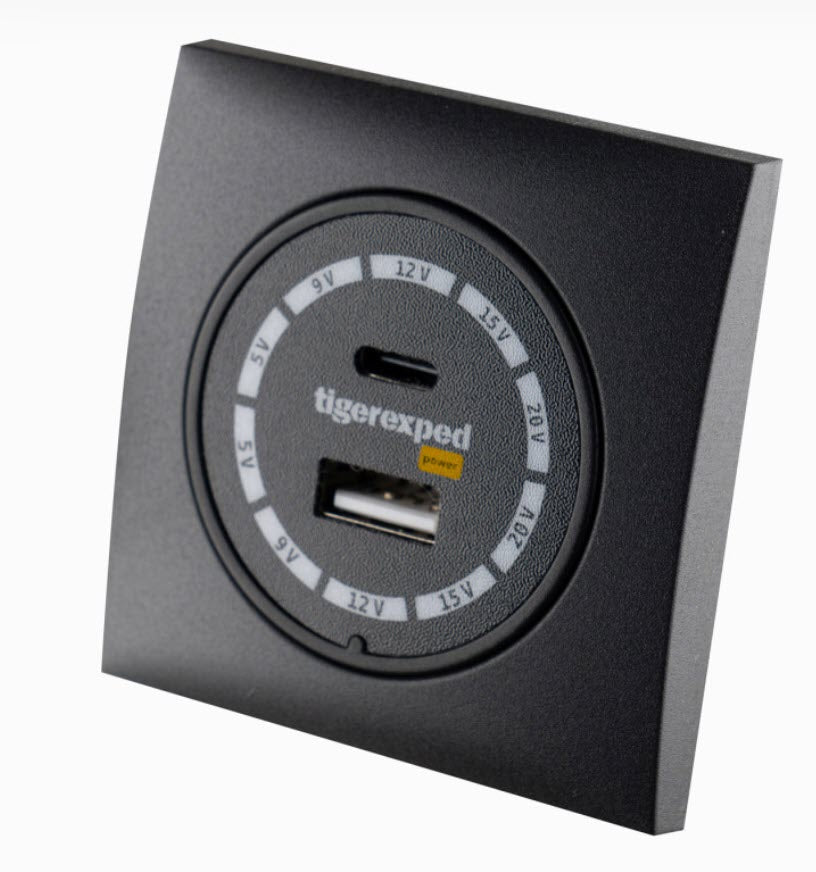 USB-C / USB-A Buck-Boost Ladegerät 100W "convertiger 100" mit Berker INTEGRO Einbaurahmen