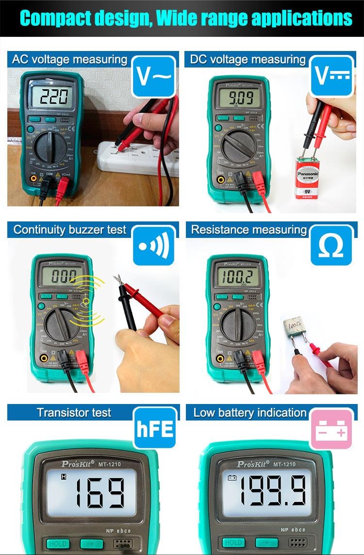 Pro'sKit MT-1210 Messfunktionen in der Anwendung