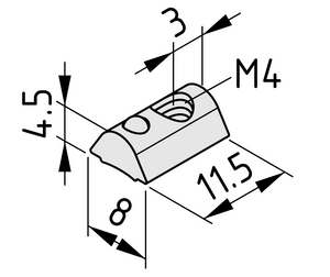 Nutenstein M4 Gewinde für 20x20 und 20x40 Profile