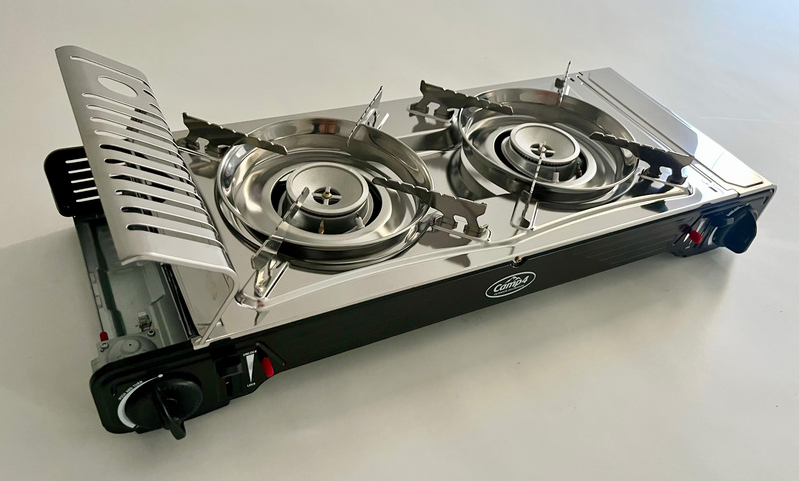 Gourmet Cucina a cartuccia a gas doppia con pilota di sicurezza - Cucina a 2 fuochi Con pilota di sicurezza e accensione piezoelettrica