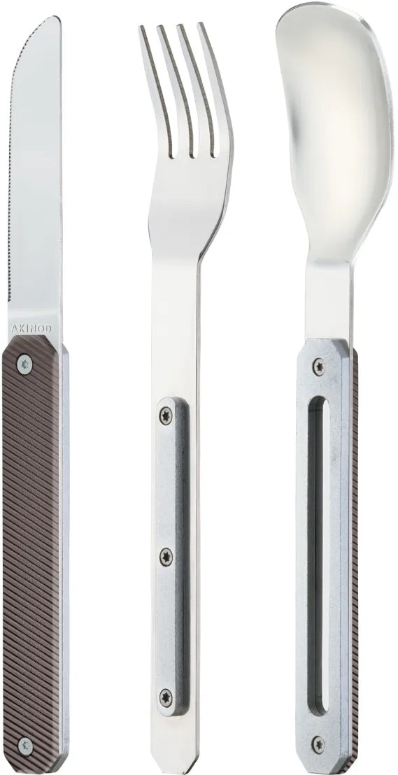 Akinod Feststehendes Besteck 12h34, Aluminium dunkelgrau, Magnetisch und Kompakt