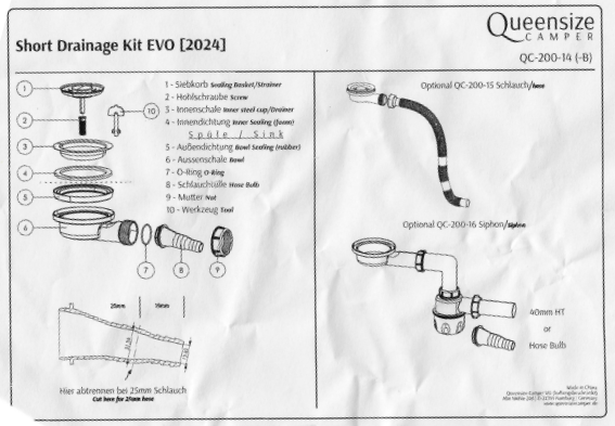 Siphon Queensize pour 20mm / 25mm