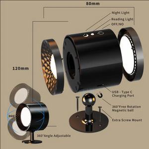 LED Spot Dimmbar mit Akku und Nachtfunktion, 3 verschiedene Weiss, USB-C