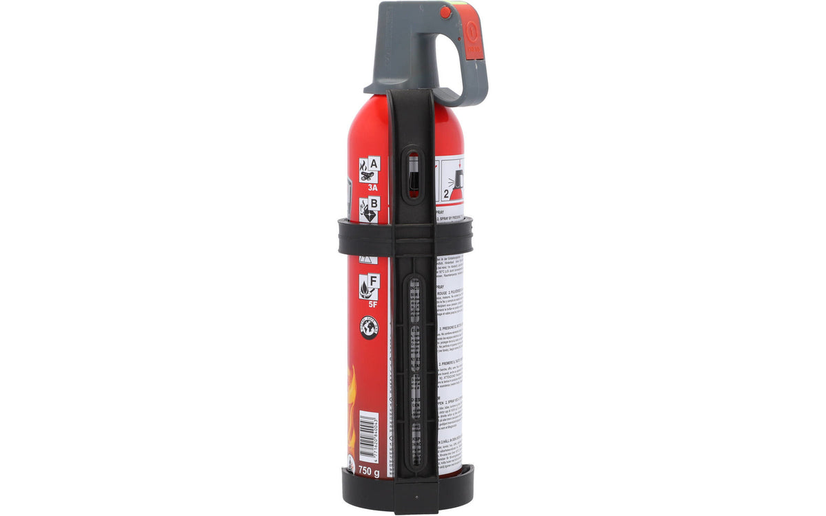 Feuerlöschspray 750 ml im Halter eingesetzt