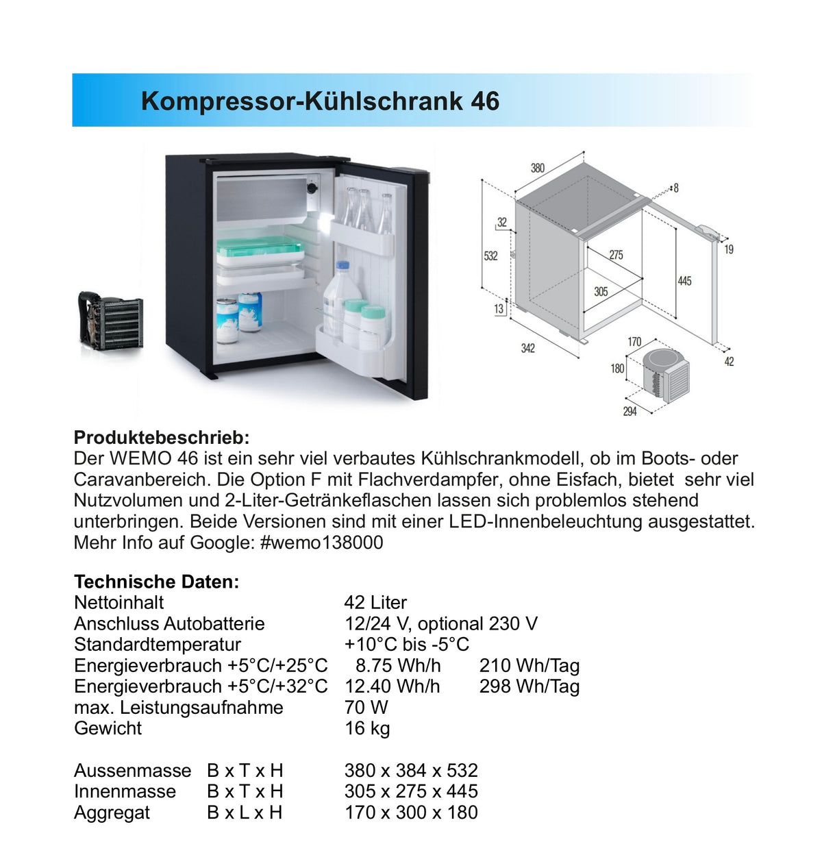 Kompressor Kühlschrank in DIVERSEN GRÖSSEN mit Gefrierfach