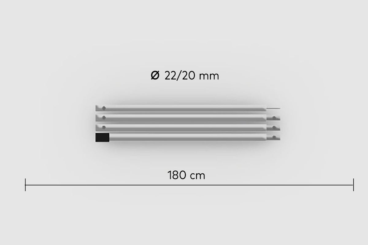 Bastone BENT 4 pezzi 180 cm, alluminio o acciaio