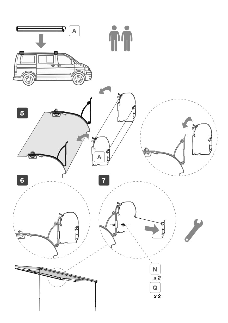 Wandmarkisenset Fiamma F45S - schwarz - VW T5/T6 Multivan