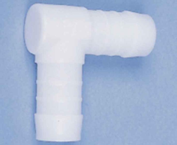 L-Schlauchverbinder 25 mm, 90°-Bogen aus weissem Kunststoff
