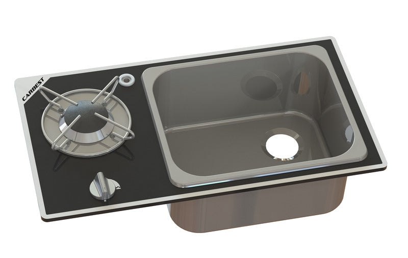 Combiné évier-cuisinière - 1 feu avec verre de sécurité