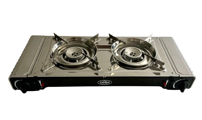 Gourmet Cucina a cartuccia a gas doppia con pilota di sicurezza - Cucina a 2 fuochi Con pilota di sicurezza e accensione piezoelettrica