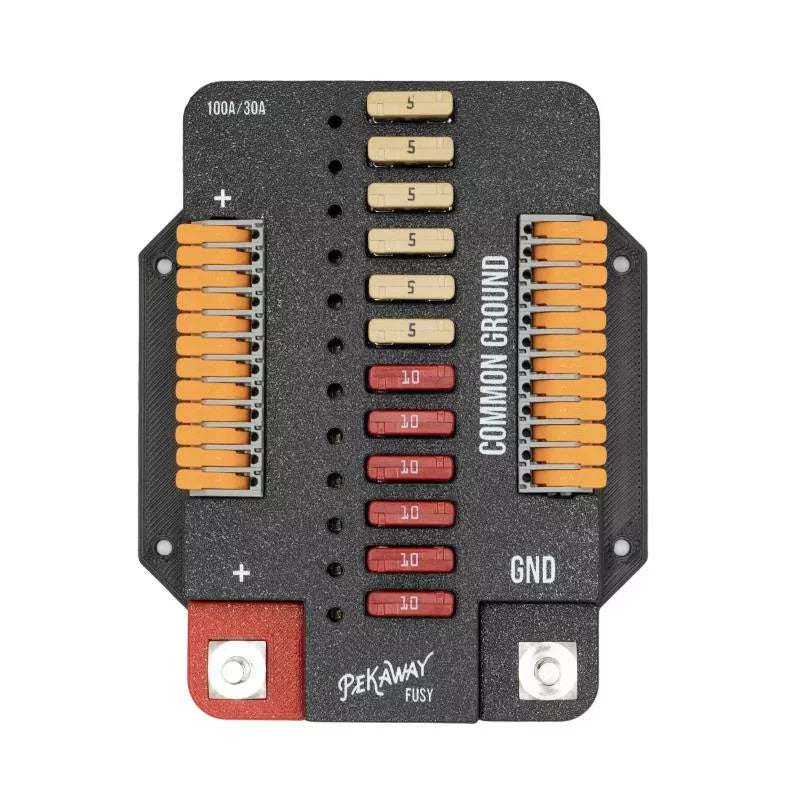 Scatola fusibili, con 12x connessioni negative e positive e terminali a sgancio rapido
