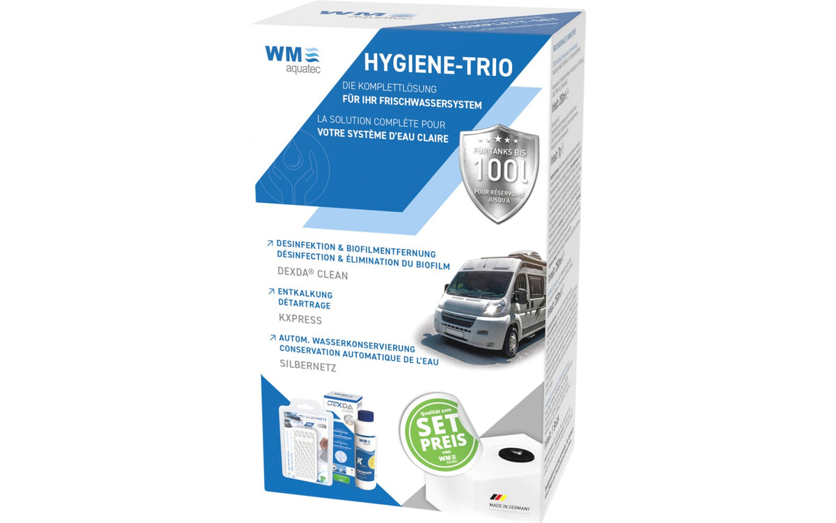 WM aquatec Hygiene-Trio Wasserhygiene Komplettset für Tankgröße 100 Liter