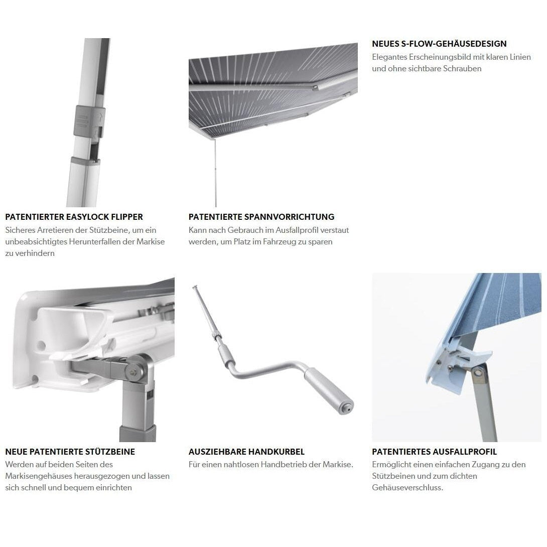 Dometic PerfectWall PW 1100 Wall-Mounted Awning, Anthracite, Horizon Grey Fabric, Various Sizes