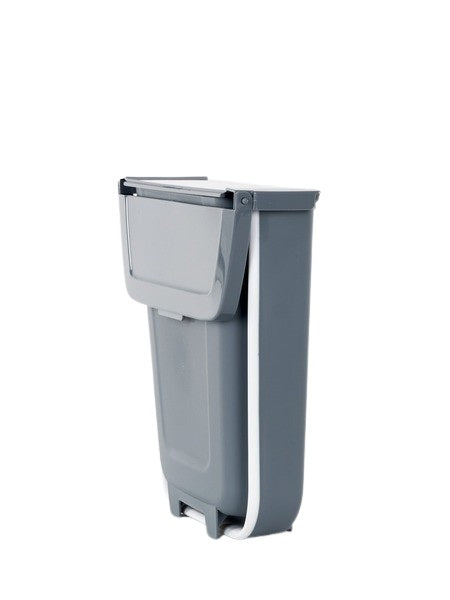 Cestino pieghevole / cestino con coperchio da appendere - 8 l, H29 x L25,5 x P9,5/18,5 cm grigio/bianco