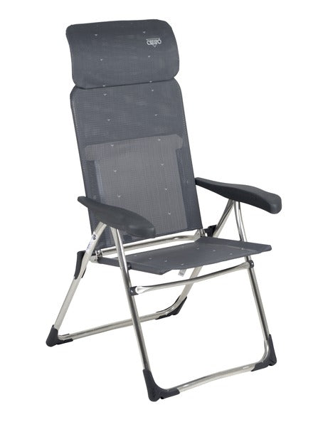 Crespo Chaise de camping AL-213 - extra compacte, gris foncé, appui-tête coulissant