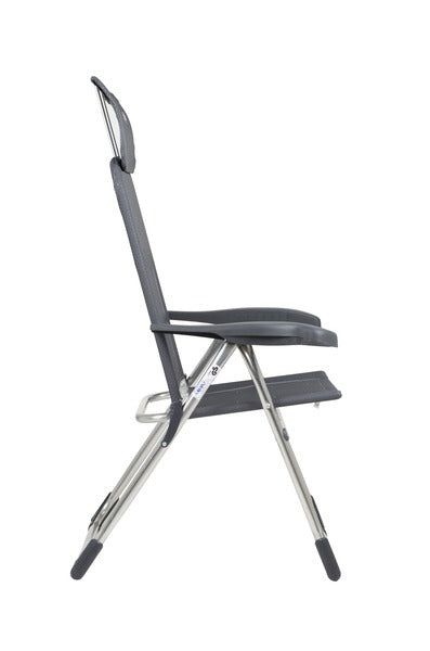 Crespo Chaise de camping AL-213 - extra compacte, gris foncé, appui-tête coulissant