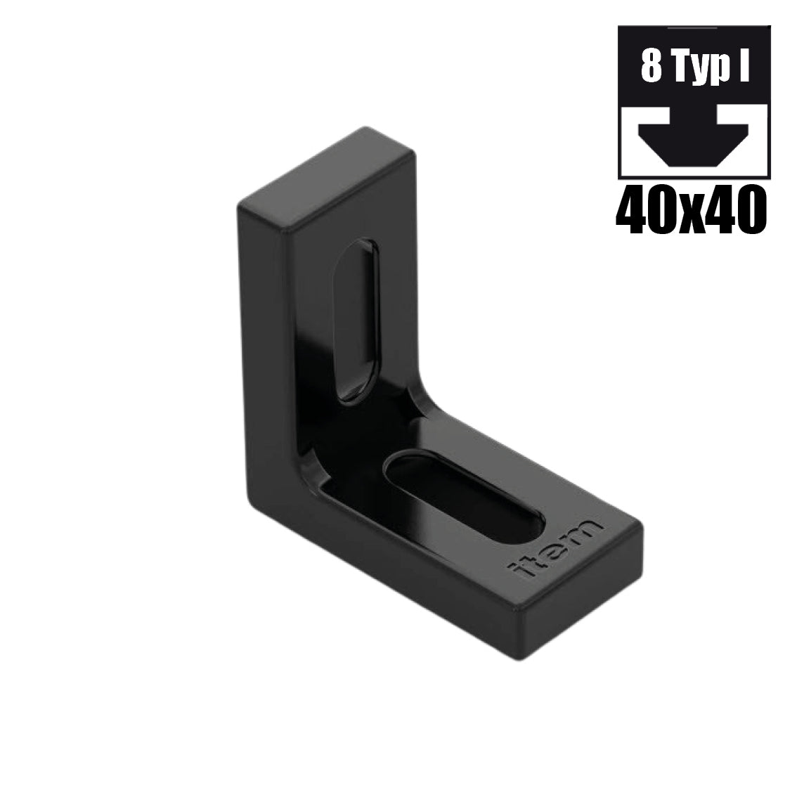 Staffa di montaggio 40 x 40 con foro asolato, nero