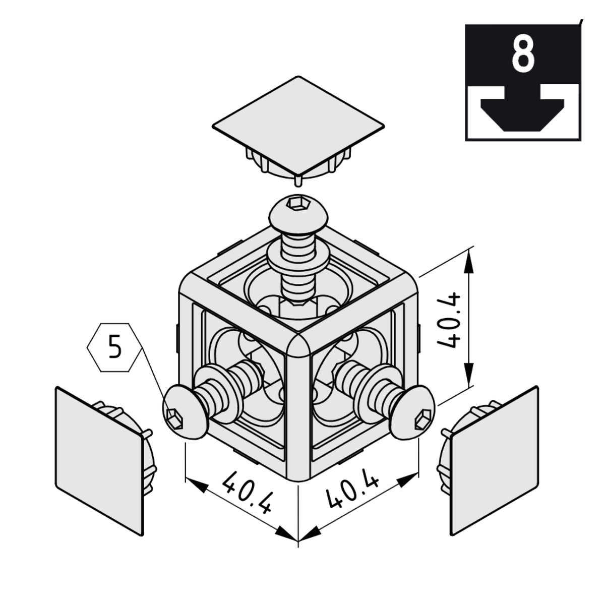 Item Kit de connexion de cubes 8, 3D avec caches et vis
