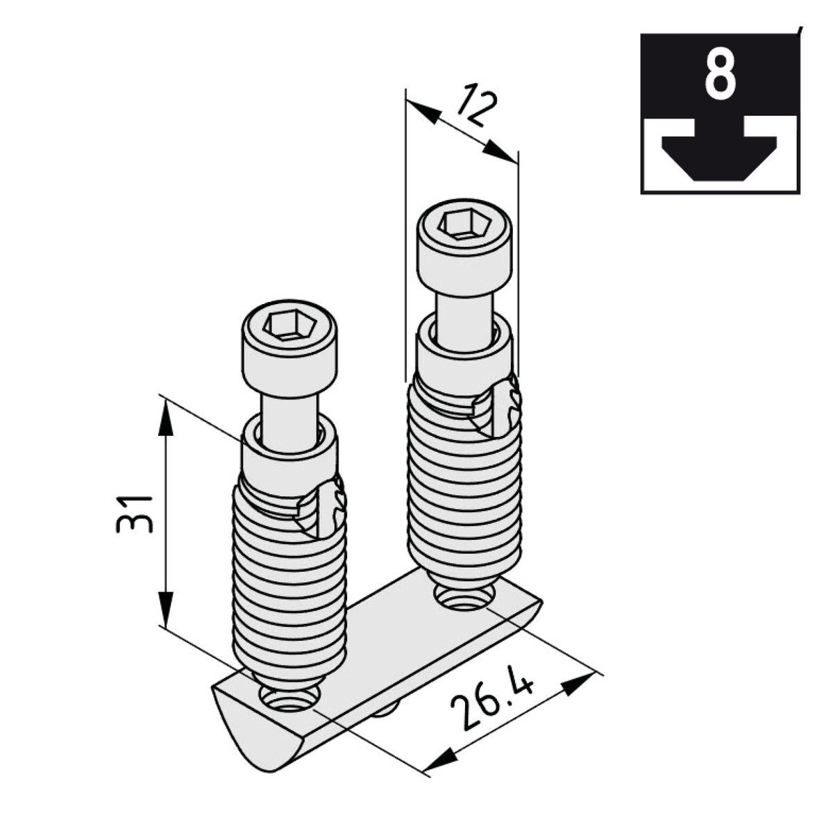 Automatik - Verbindungssatz 8, Nut 8, Typ I, verzinkt