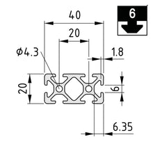 Laden Sie das Bild in den Galerie-Viewer, Aluprofil 20x40mm Nut 6 schwarz