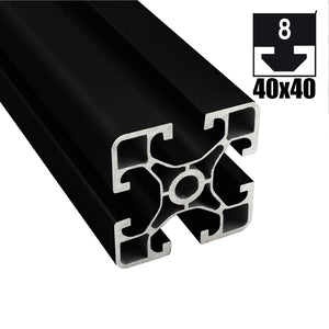 Aluprofil ECO, 40mm x 40mm, 1850mm lang, mit Nut, schwarz