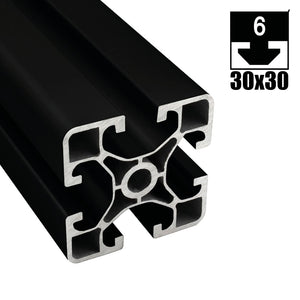 Aluprofil ECO, 30mm x 30mm, 1850mm lang, mit Nut, schwarz