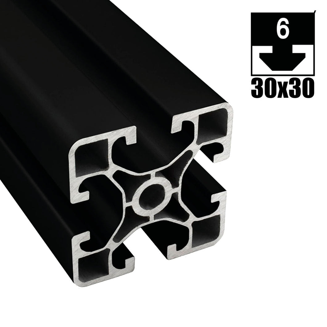 Aluprofil ECO, 30mm x 30mm, 1850mm lang, mit Nut, schwarz