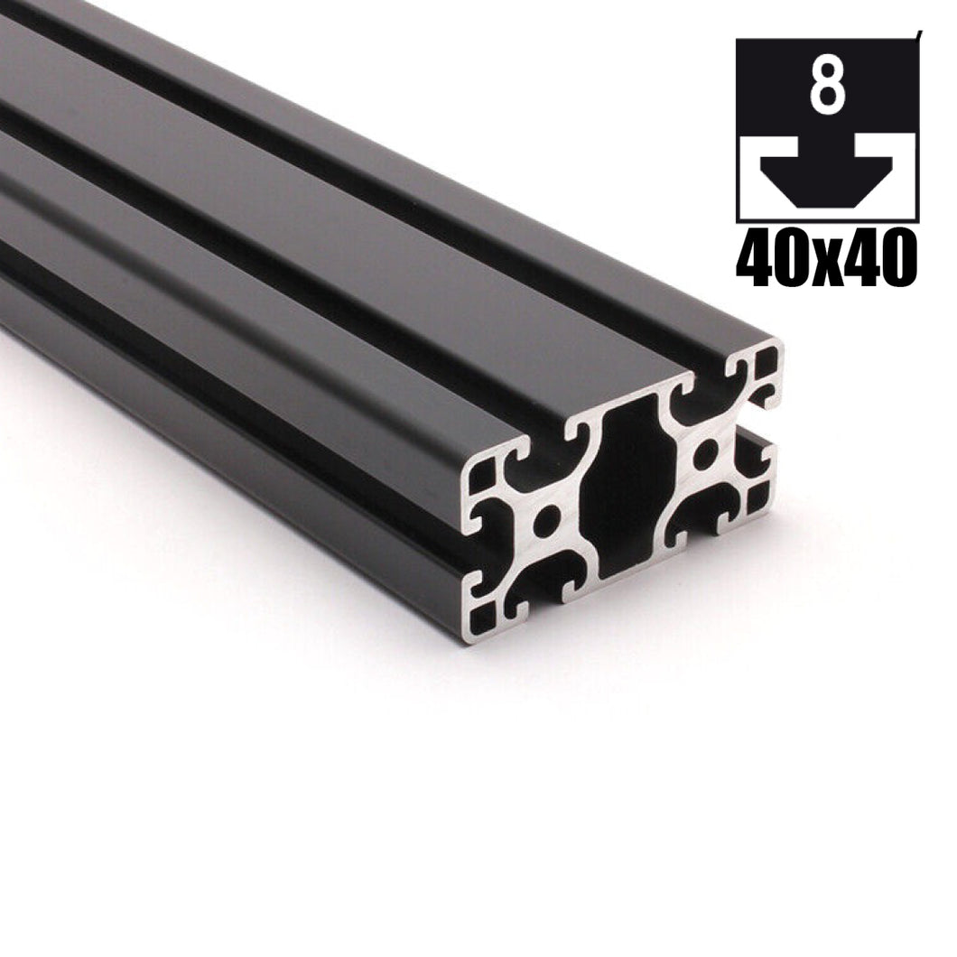 Aluprofil 40mm x 80mm, 1850mm lang, mit Nut, schwarz