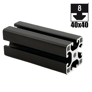Aluprofil 40mm x 40mm, 1850mm lang, mit Nut, schwarz