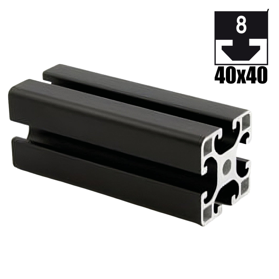 Aluprofil 40mm x 40mm, 1850mm lang, mit Nut, schwarz