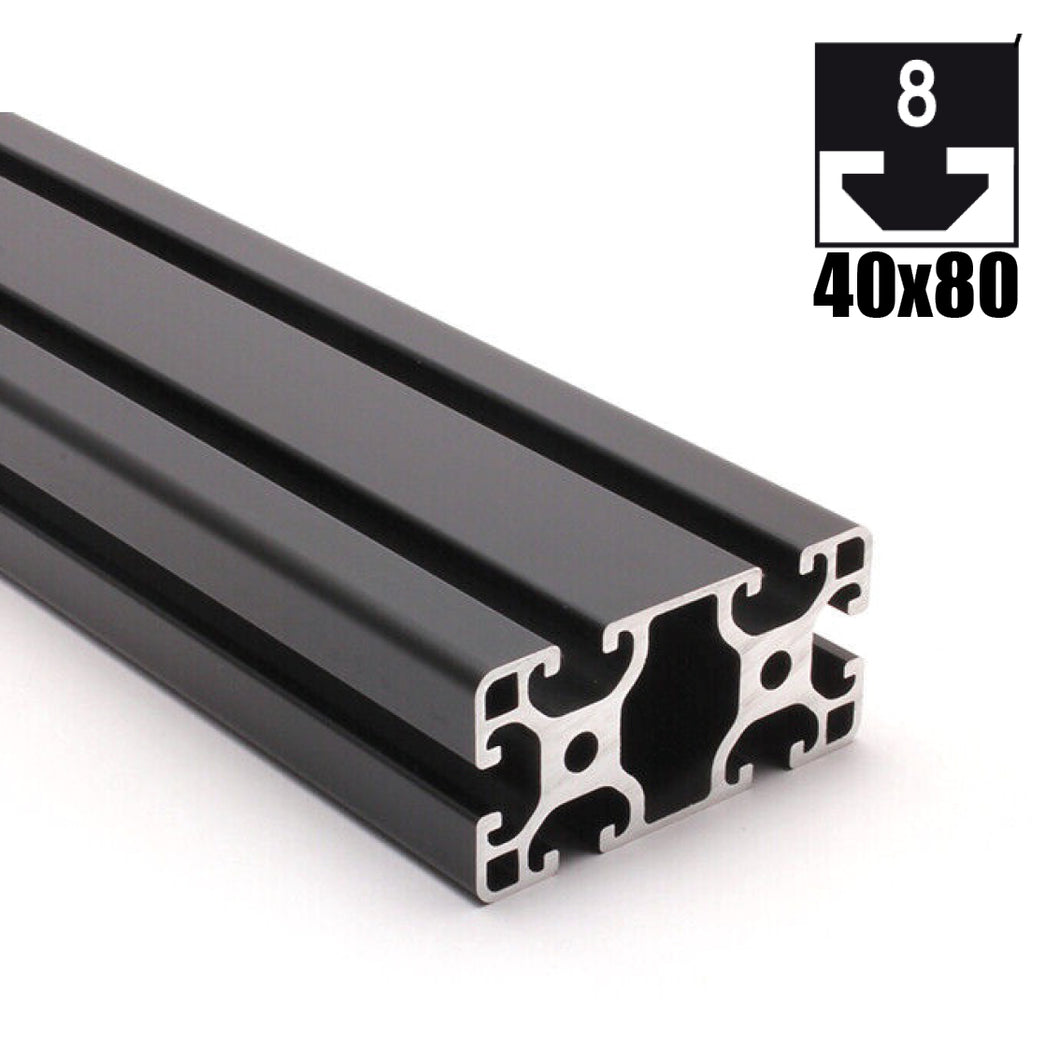 Aluprofil 40mm x 80mm, 1850mm lang, mit Nut, schwarz