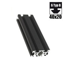 Laden Sie das Bild in den Galerie-Viewer, Aluprofil 20x40mm Nut 6 schwarz