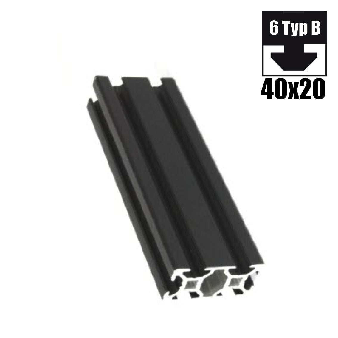 Aluprofil 20x40mm Nut 6 schwarz