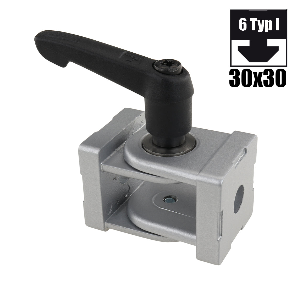 Giunto per profili 30x30 con leva di bloccaggio
