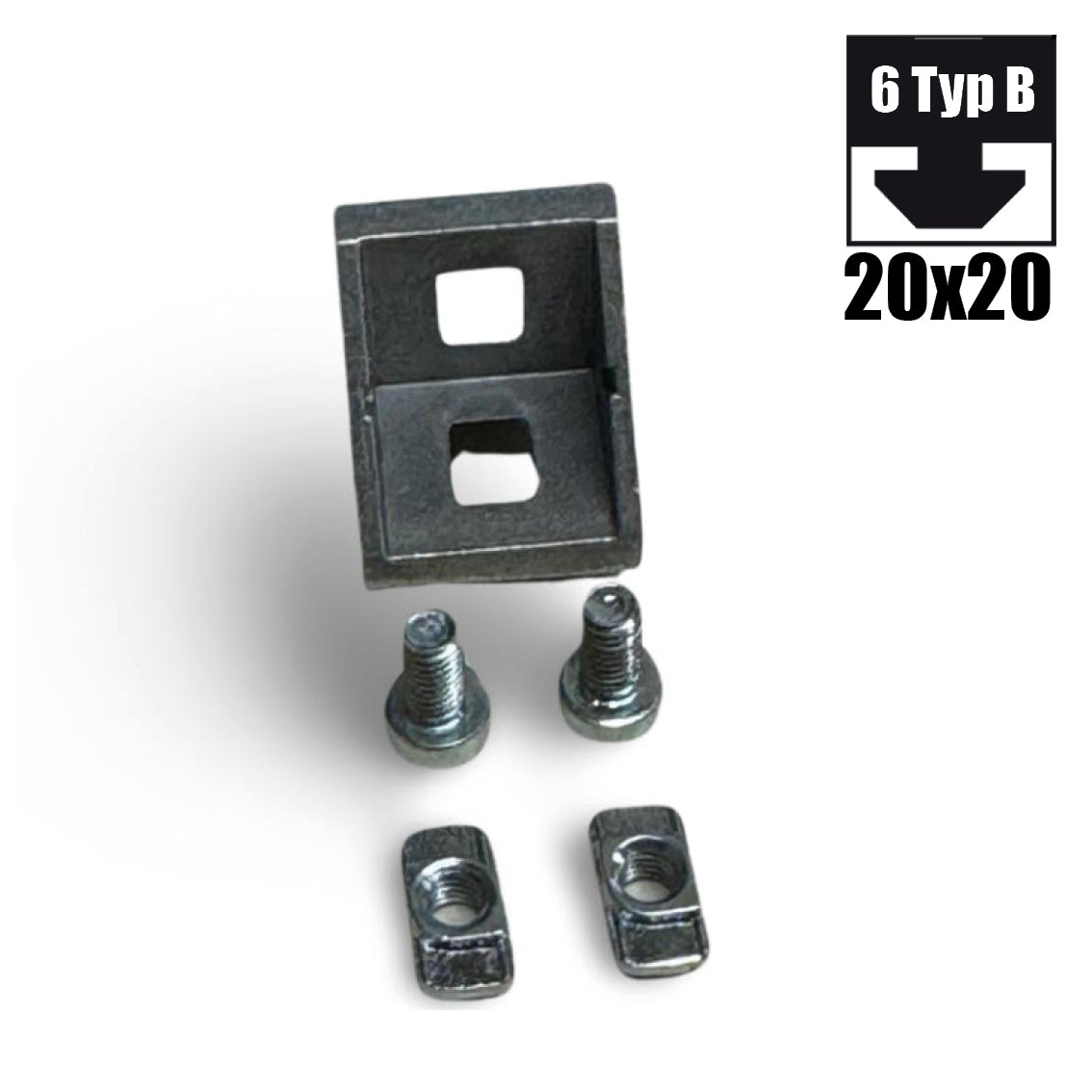 Bracket 20x20 with groove guide and fastening for NUT6