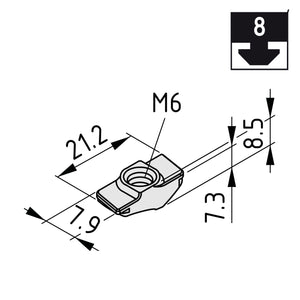 Automatik-Nutenstein V 8 St M6, rostfrei