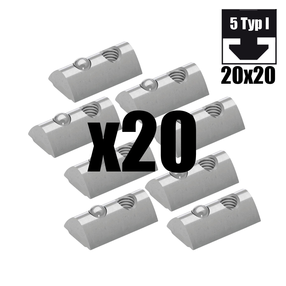 20x dado per scanalatura 5 tipo I girevole M4
