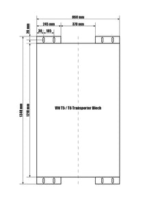 Abgebogenes Aluminium Blech für Solaranlage auf T5 / T6 Transporter, mit C-Nutenschiene